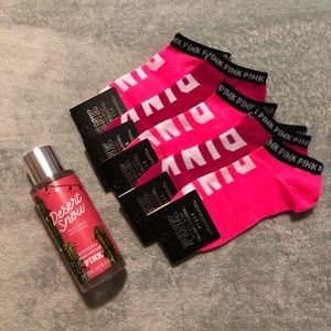 💕Pink 5 Pairs Socks & Body Mist💕